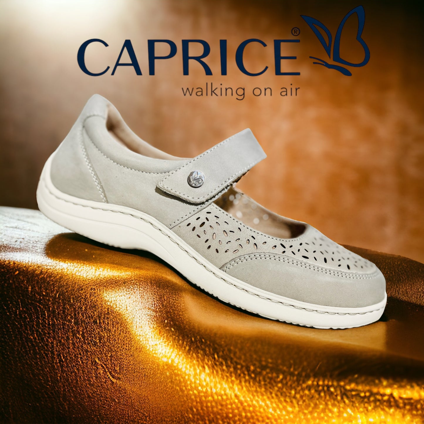 Caprice grey strap shoe 22156