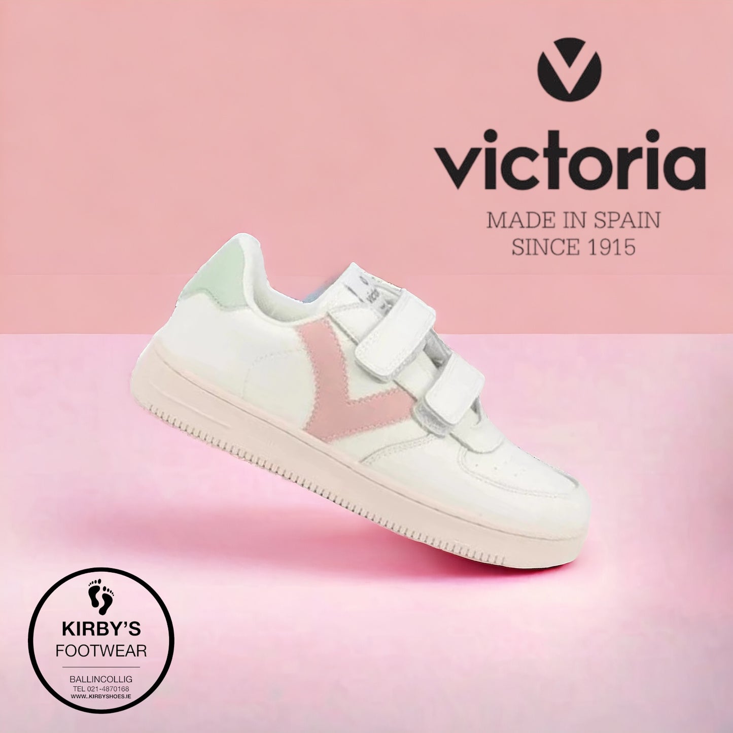 Victoria Leather velcro trainer - white nude 1124104
