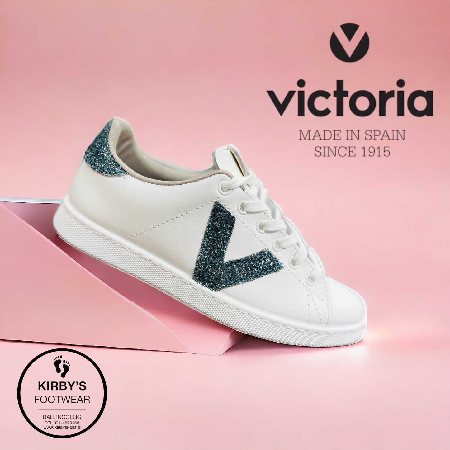 Victoria trainer white navy glitter leather - 1125188