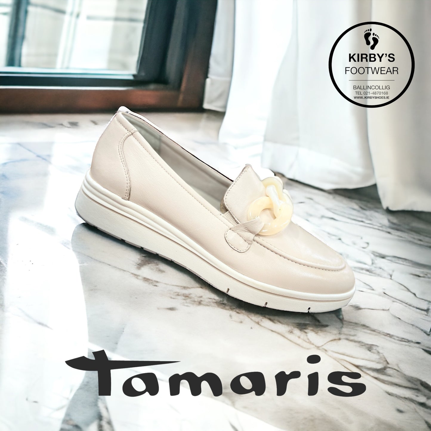 Tamaris ivory leather slip on - 24705