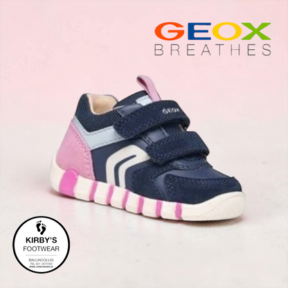 Geox Iupidoo velcro navy pink - Kirbys Footwear Ltd