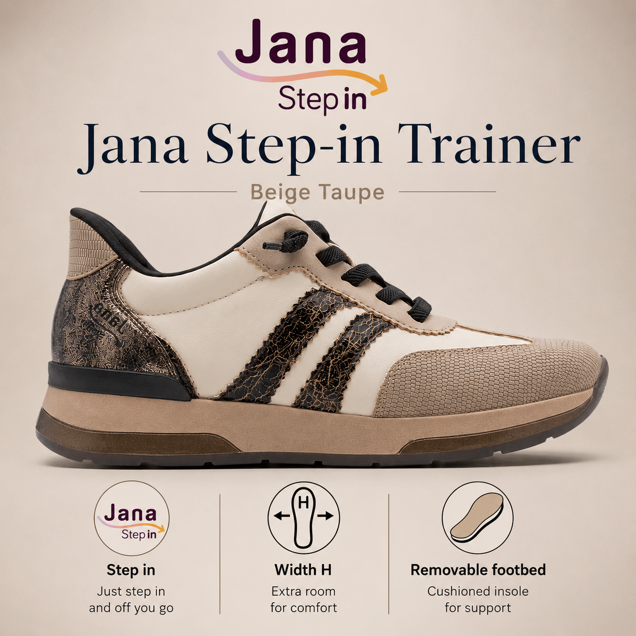 Jana Step-in trainer 23785 - beige taupe