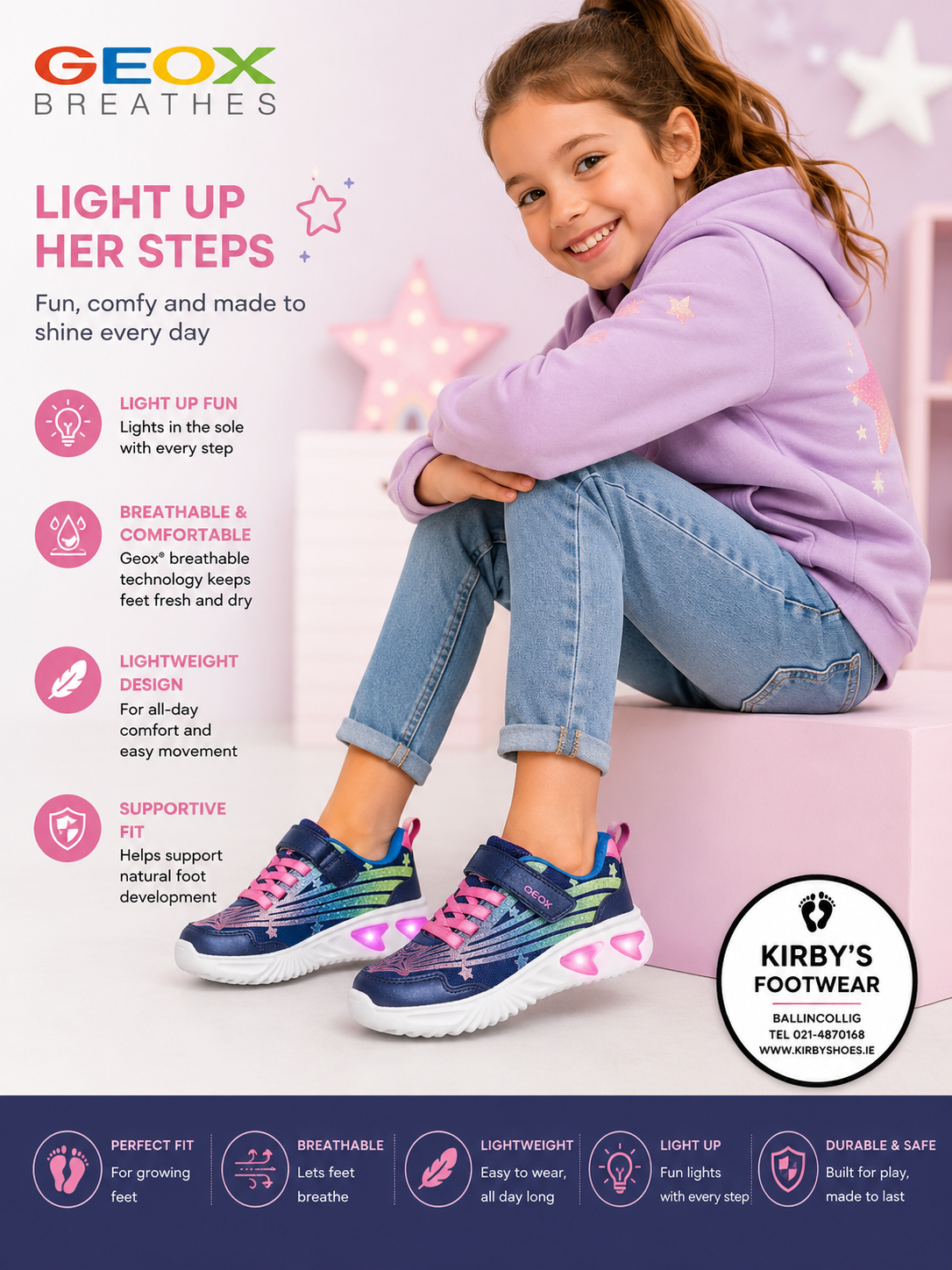 Geox Assister navy lights - Kirbys Footwear Ltd