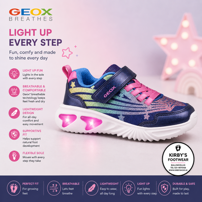 Geox Assister navy lights - Kirbys Footwear Ltd