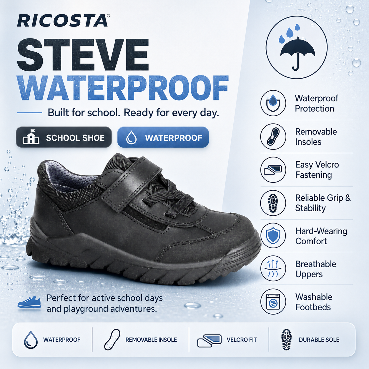 Ricosta Steve waterproof black - Kirbys Footwear Ltd
