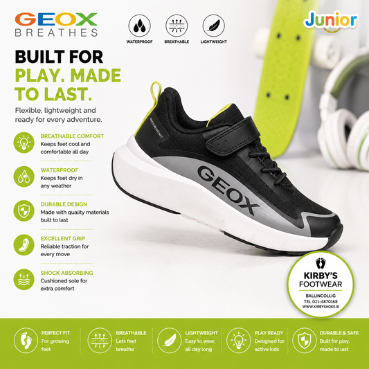 Geox Pro-Ran black silver - waterproof - Kirbys Footwear Ltd