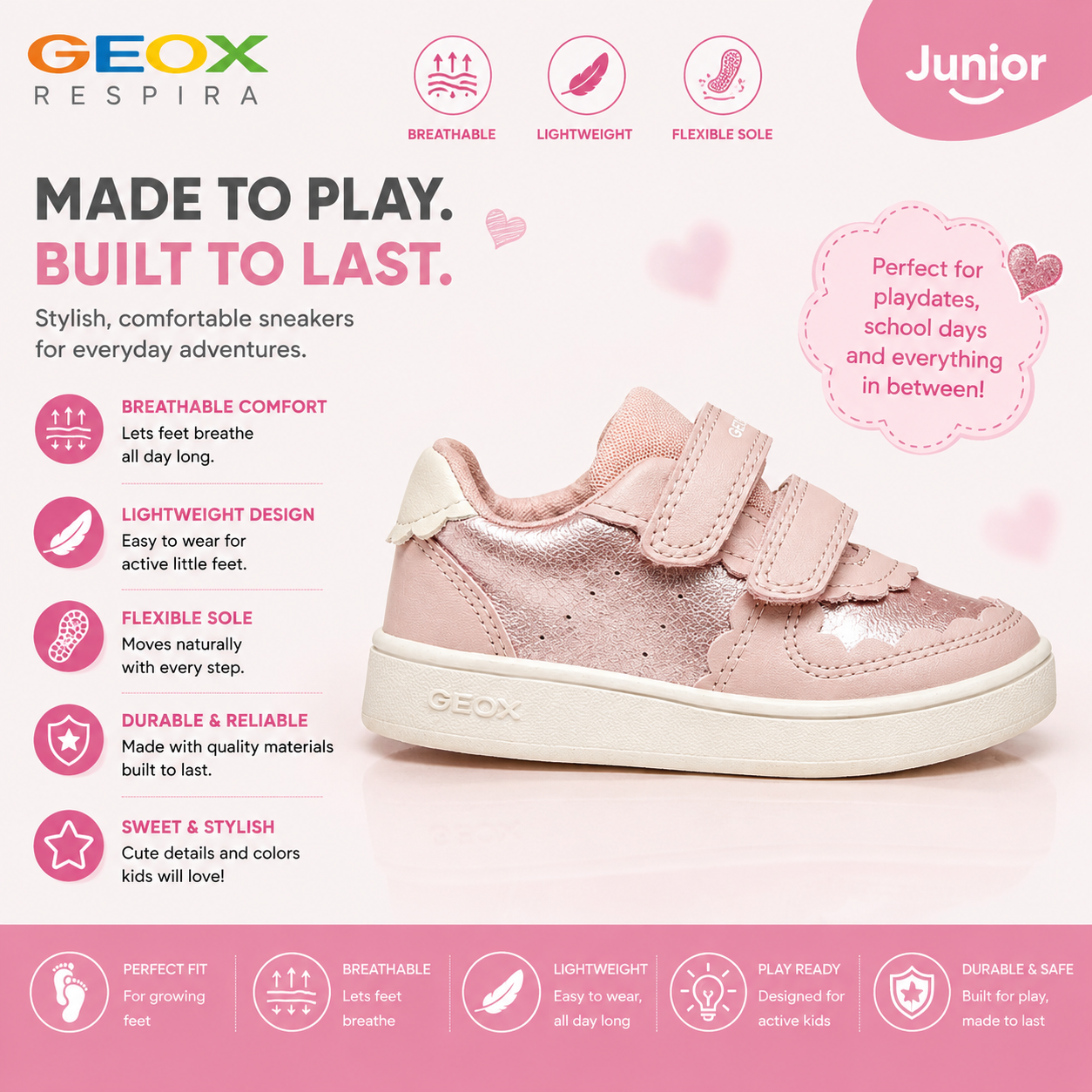 Geox Eclyper trainer light rose