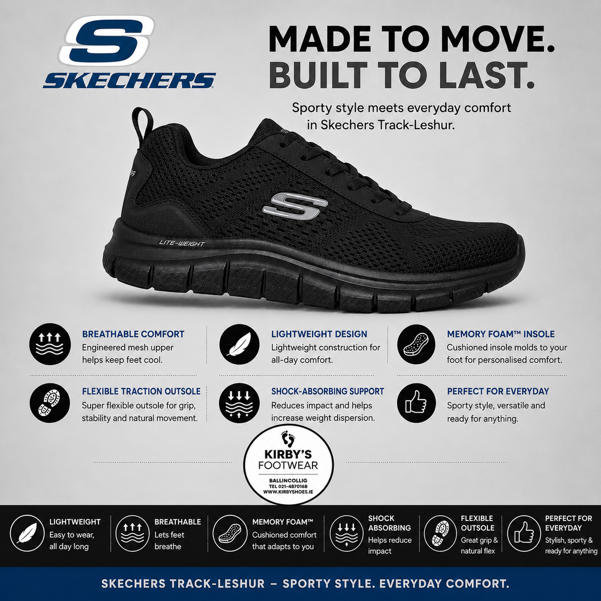 Skechers Track Leshur - black lace – side view