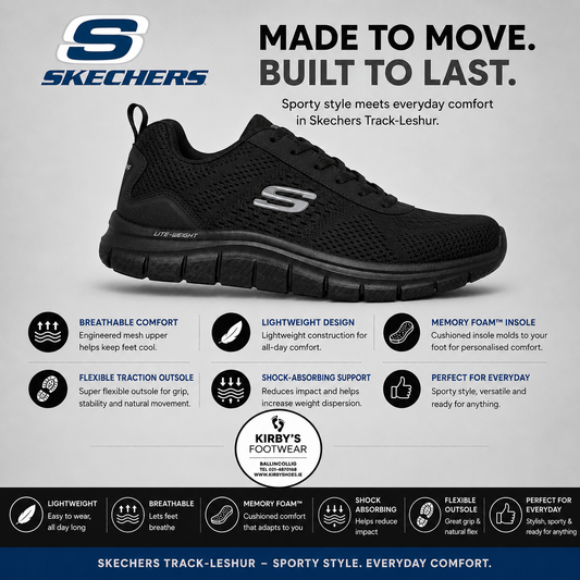 Skechers Track Leshur - black lace – side view