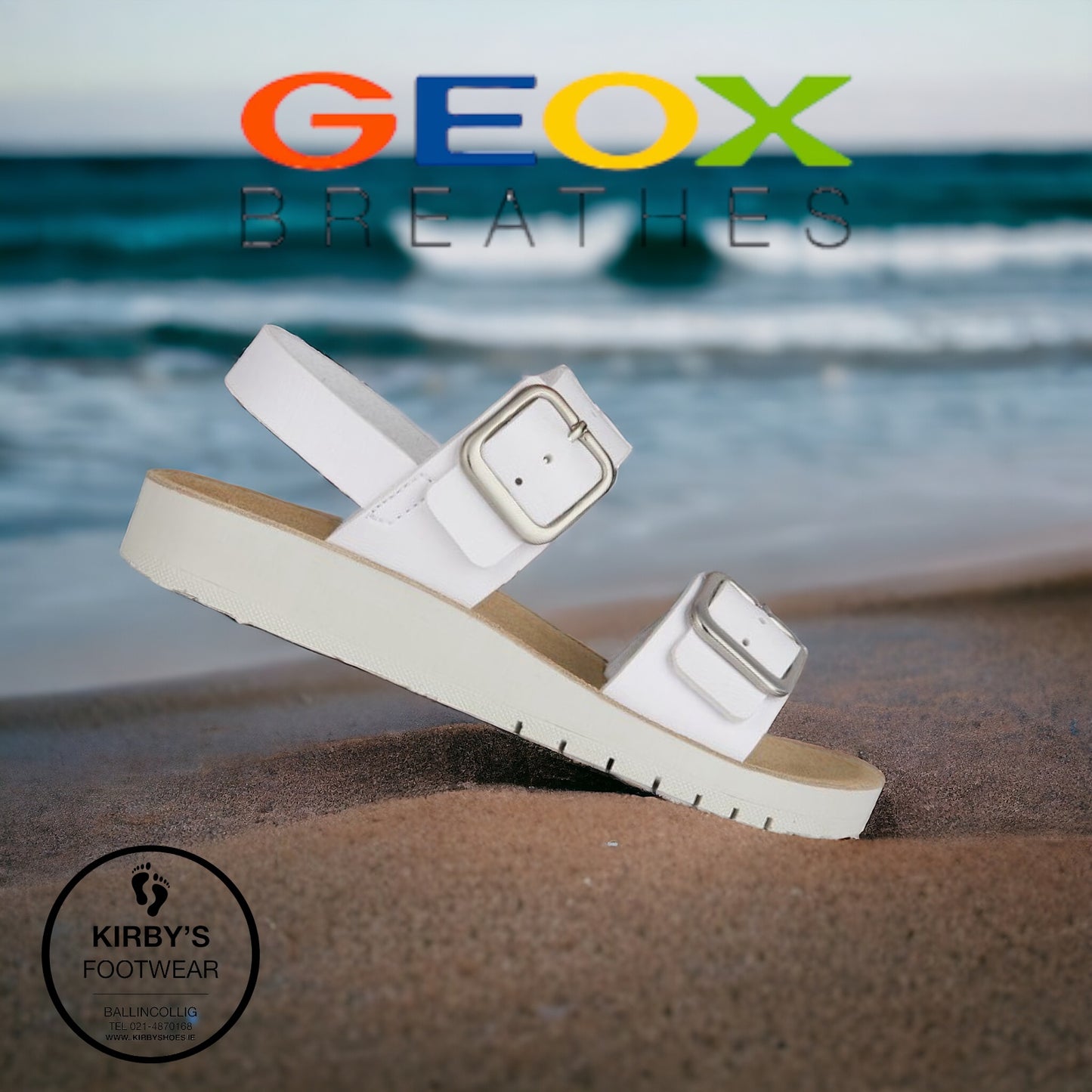 Geox Costarei white leather sandal