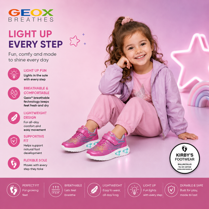 Geox Assister pink lights - Kirbys Footwear Ltd