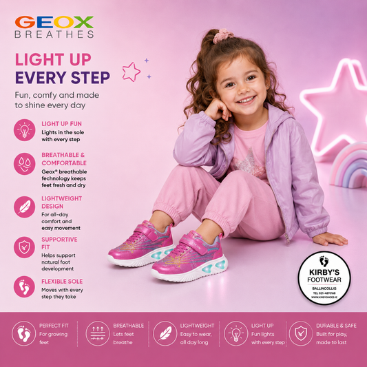 Geox Assister pink lights - Kirbys Footwear Ltd