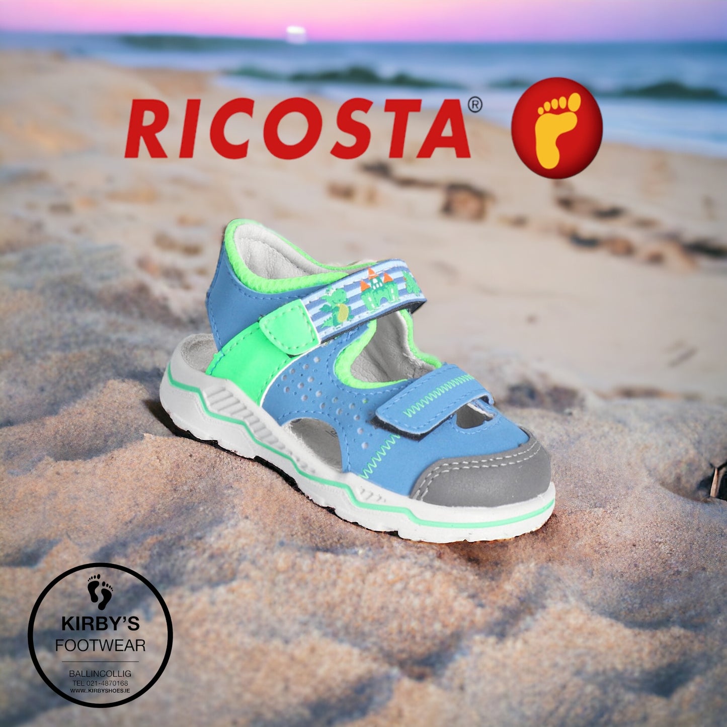 Ricosta Dobby - blue/green - closed sandal