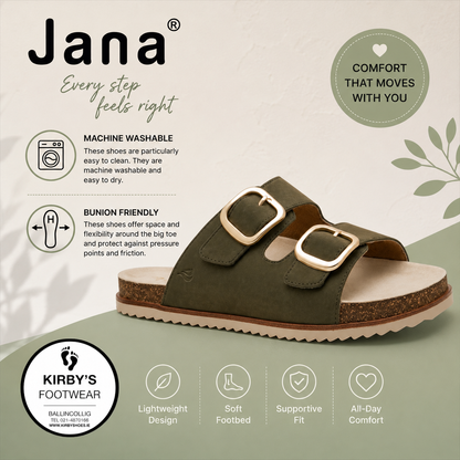 Jana sandal mule - 27461 - olive - Kirbys Footwear Ltd