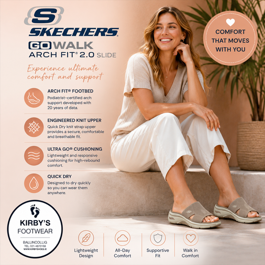 Skechers GO walk Arch fit 2.0 slide - taupe - Kirbys Footwear Ltd