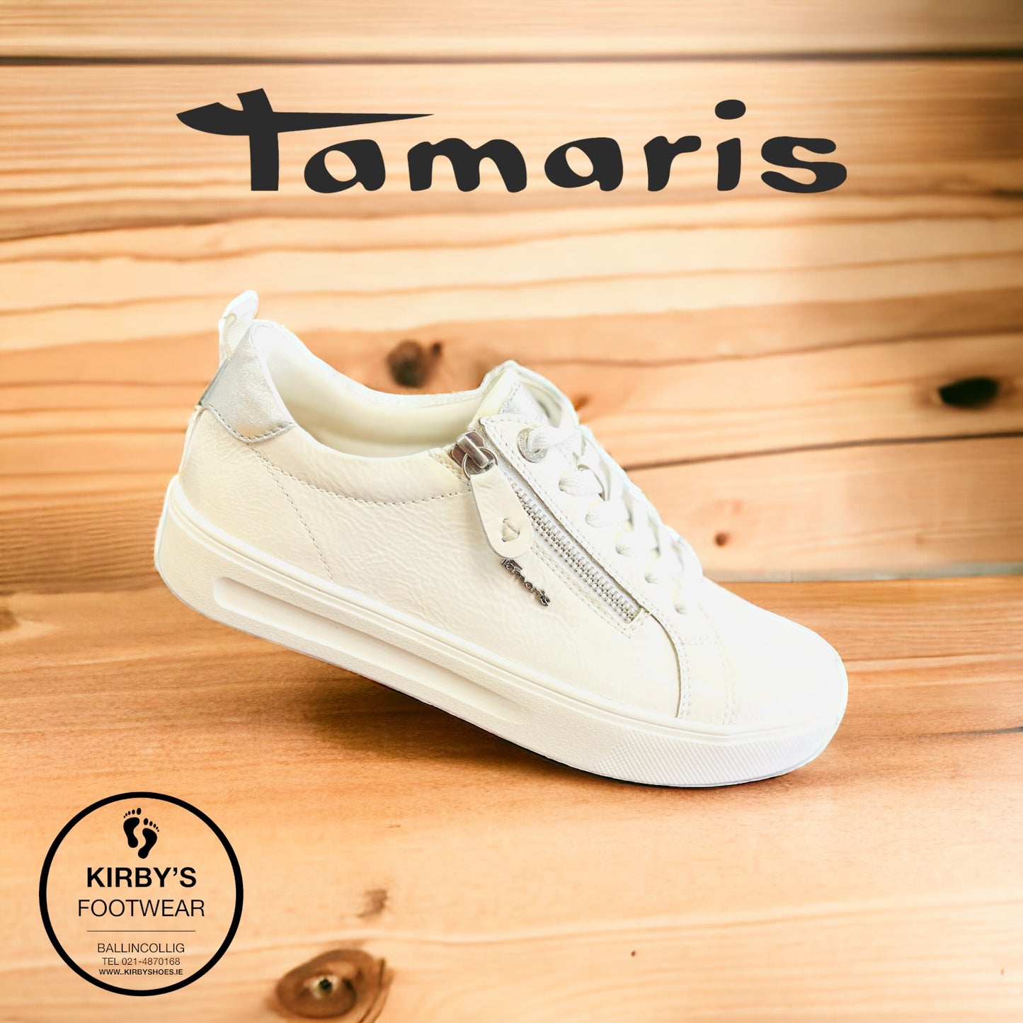 Tamaris 83707 white patent trainer