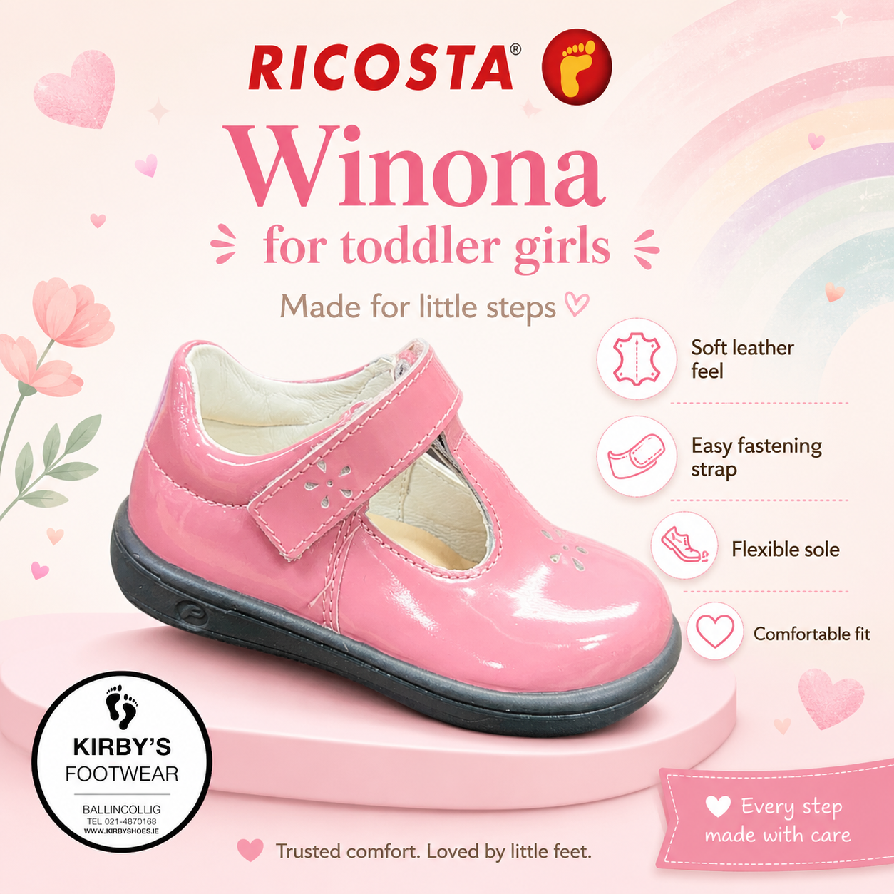 Ricosta Winona pink patent leather - Kirbys Footwear Ltd