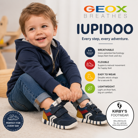 Geox Iupidoo velcro navy red - Kirbys Footwear Ltd