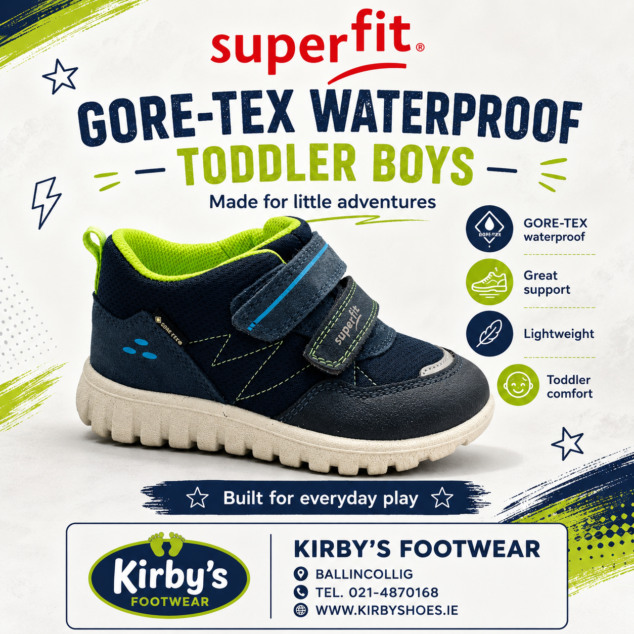 SuperFit Sport 7 goretex waterproof mini navy green - Kirbys Footwear Ltd