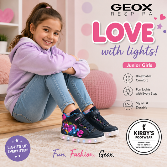 Geox high top lights Skylin love navy pink LIGHTS