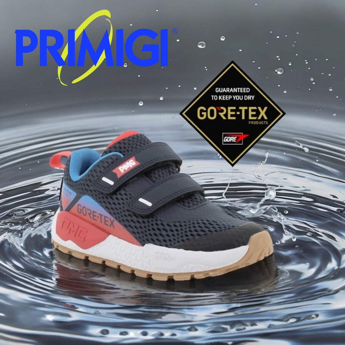 Primigi goretex trainer navy red waterproof