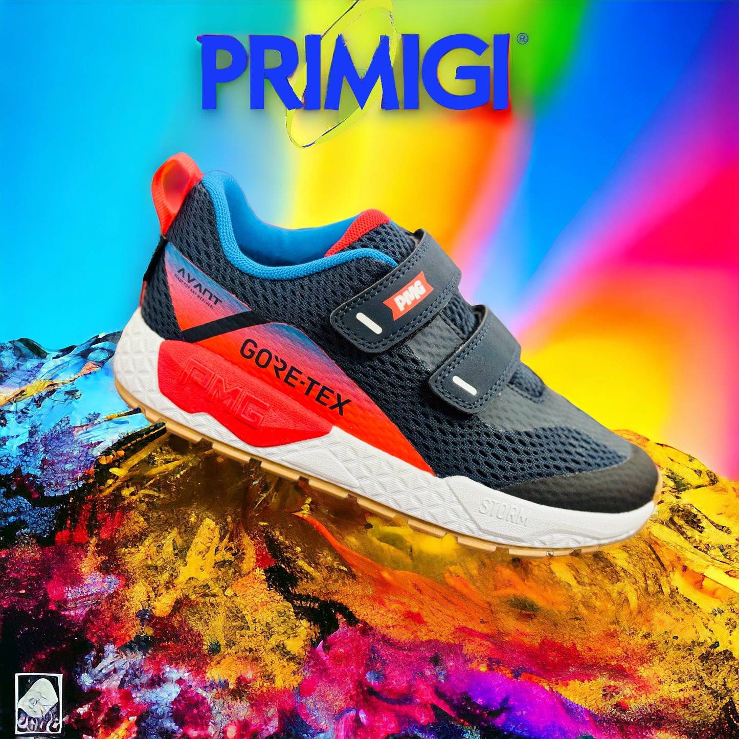 Primigi goretex trainer navy red waterproof