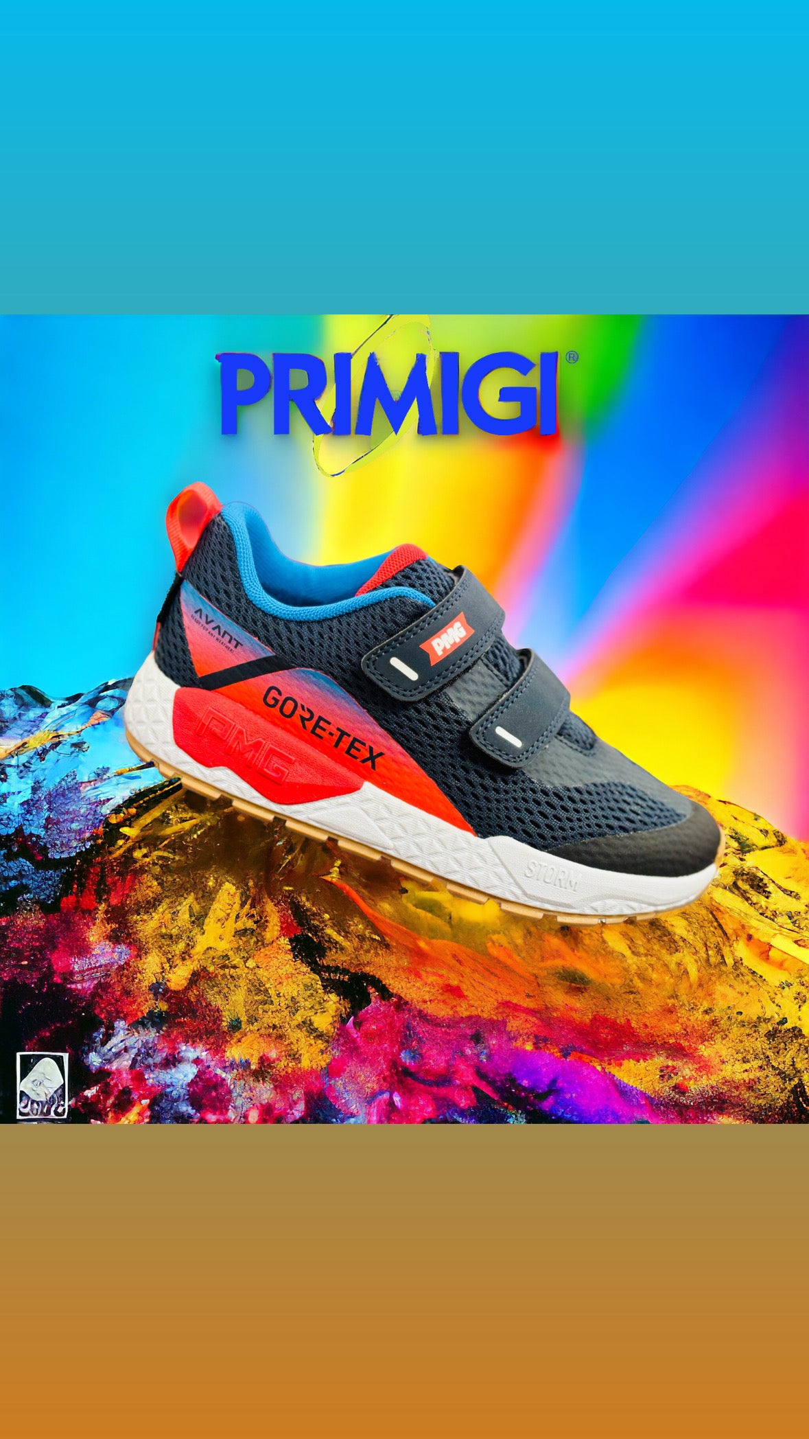 Primigi goretex trainer navy red waterproof