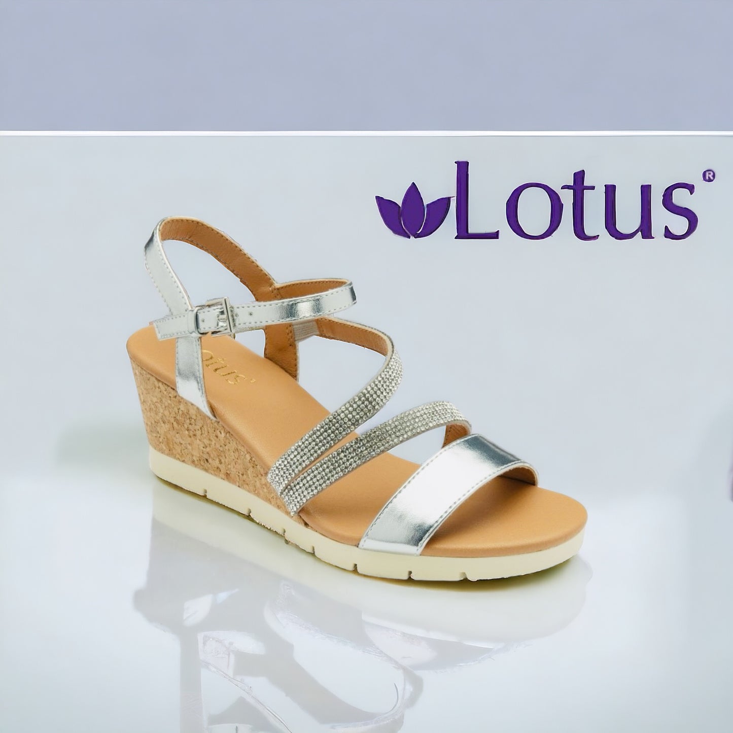 Lotus Goldie wedge sandal silver