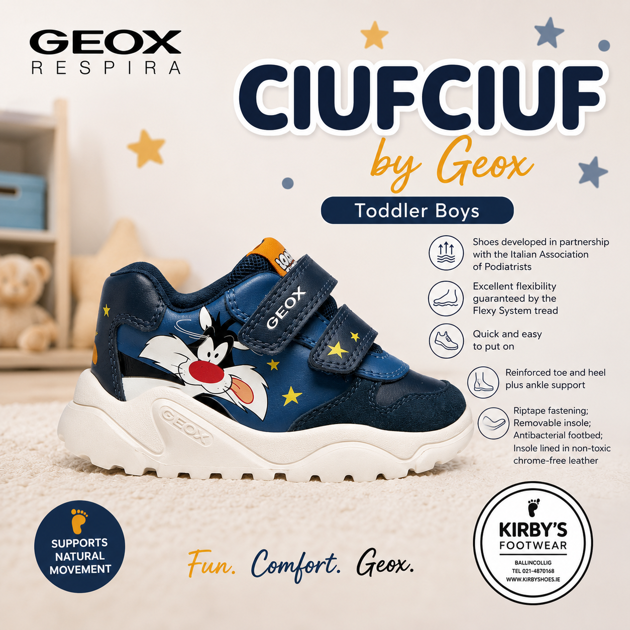 Geox Ciufciuf looney tunes velcro navy