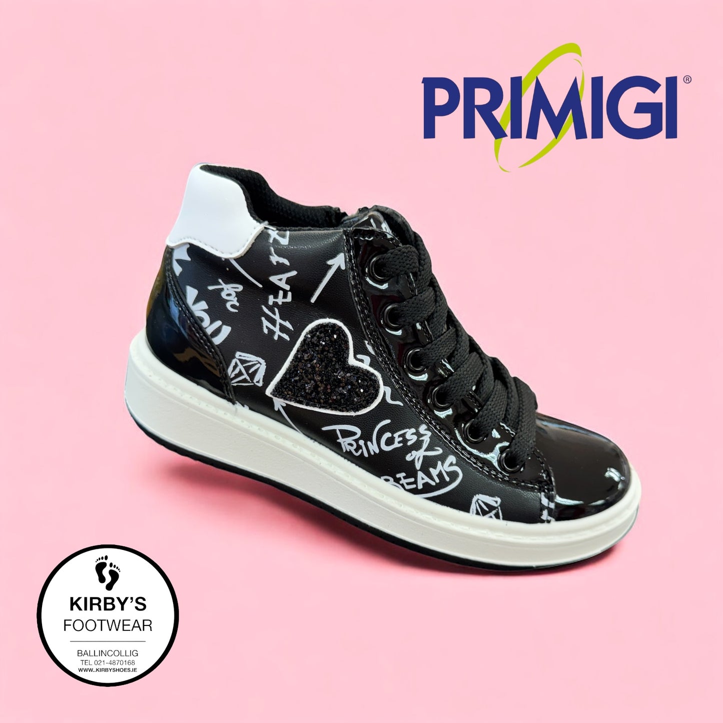 Primigi high top black white with side zip - 88740