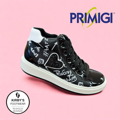 Primigi high top black white with side zip - 88740
