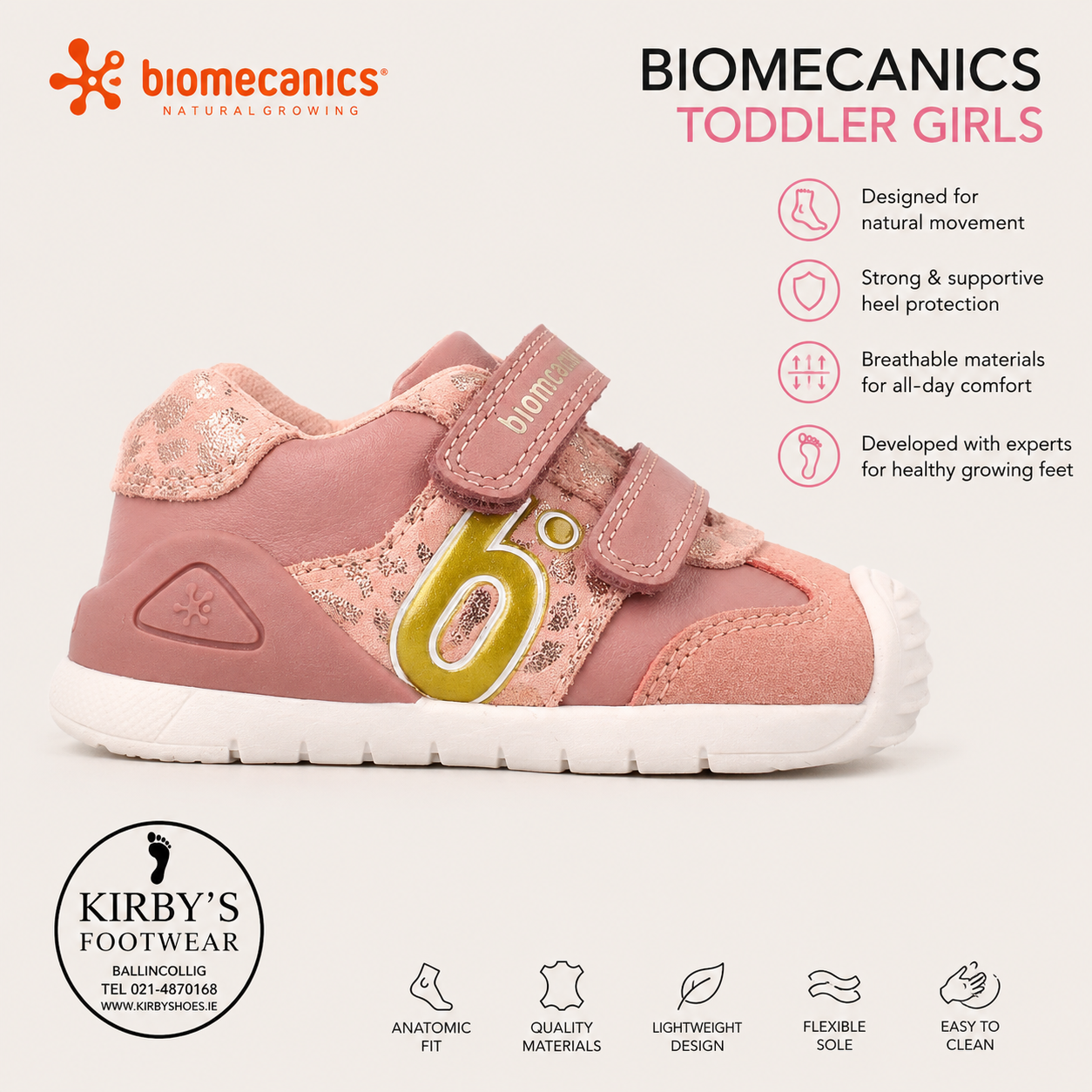 Biomecanics velcro pink gold 261108