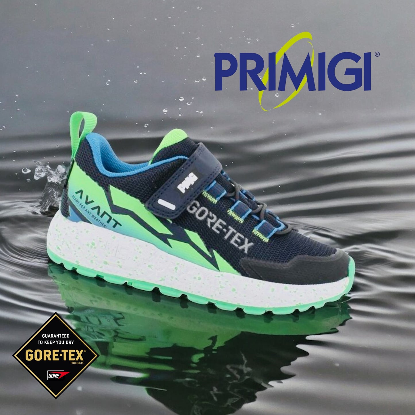 Primigi goretex trainer navy lime waterproof