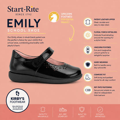 Start-Rite Emily black patent girls’ shoe – side view