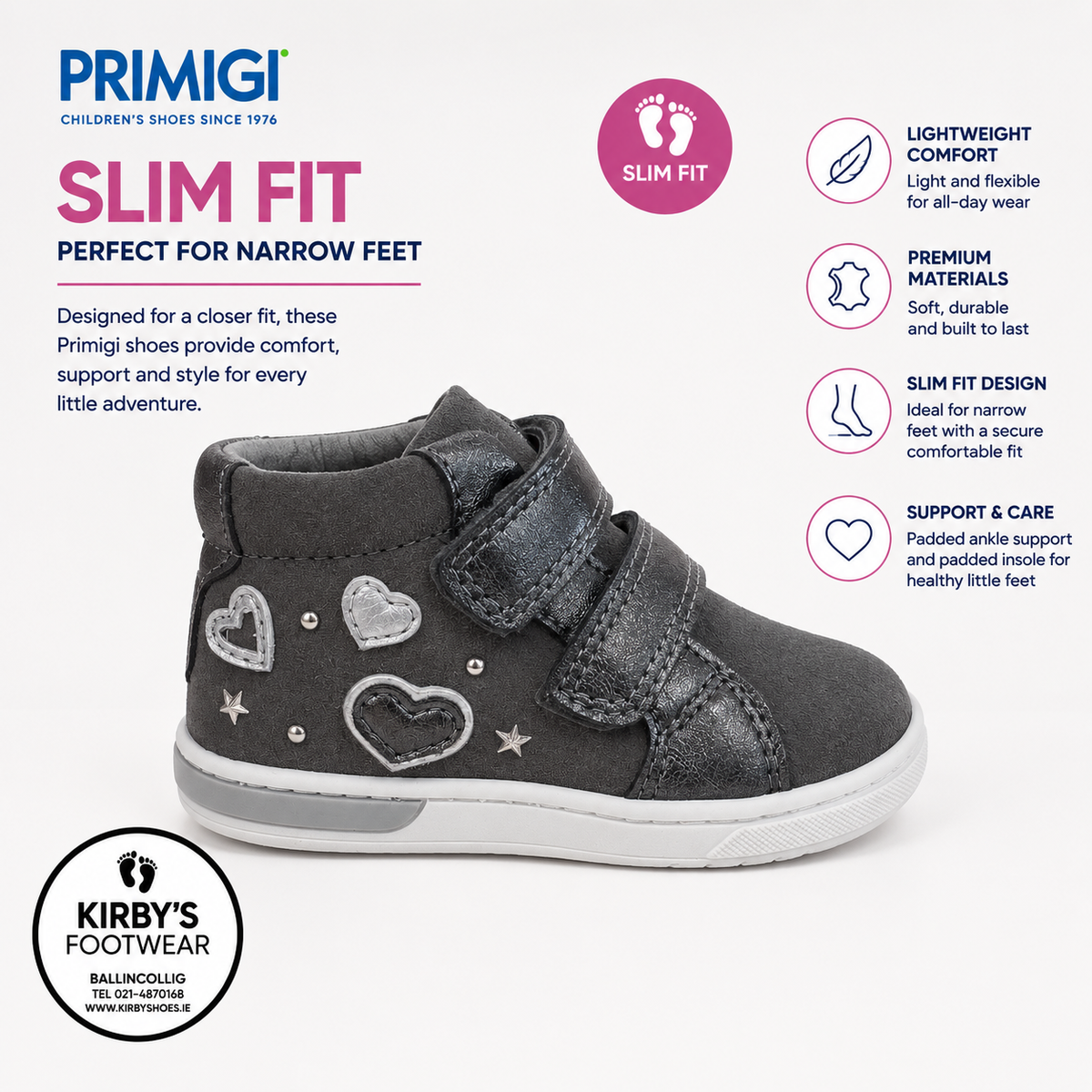 Primigi grey velcro boot 2406022 – side view