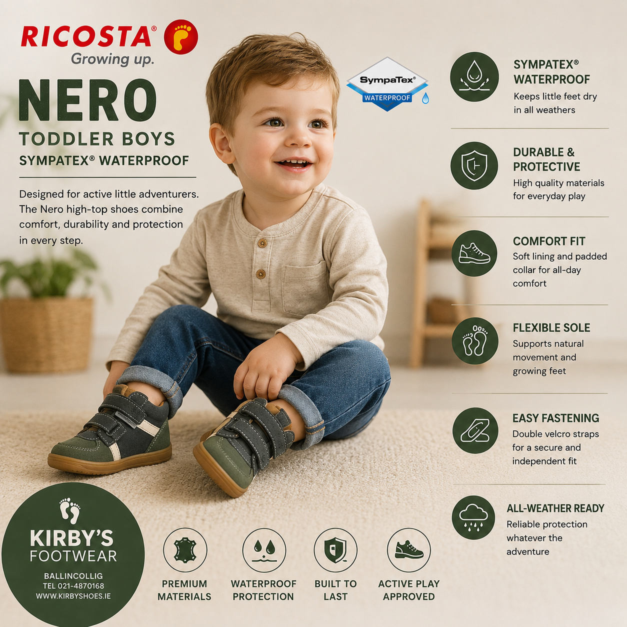 Ricosta Nero waterproof khaki