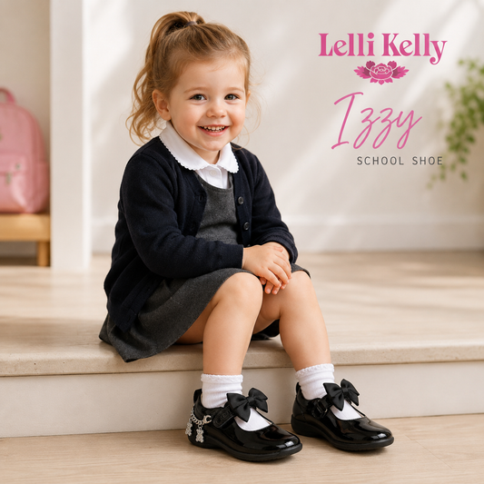Lelli Kelly Izzy Teddy black patent charm bracelet - Kirbys Footwear Ltd