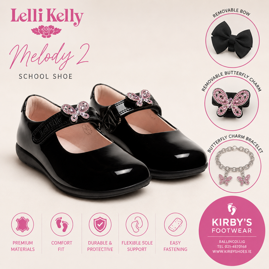 Lelli Kelly Melody 2 black patent butterfly