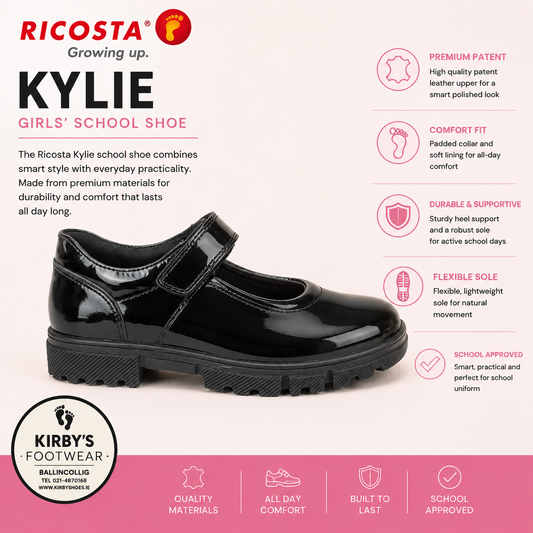 Ricosta Kylie black patent - Kirbys Footwear Ltd