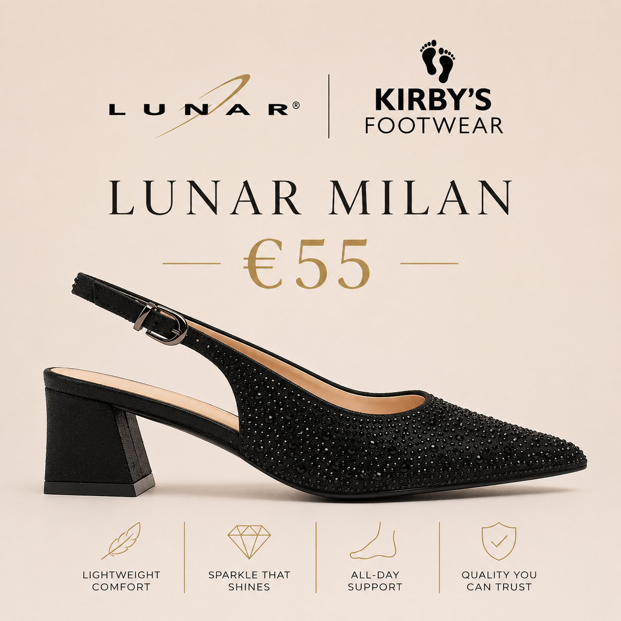 Lunar Milan slingback - black