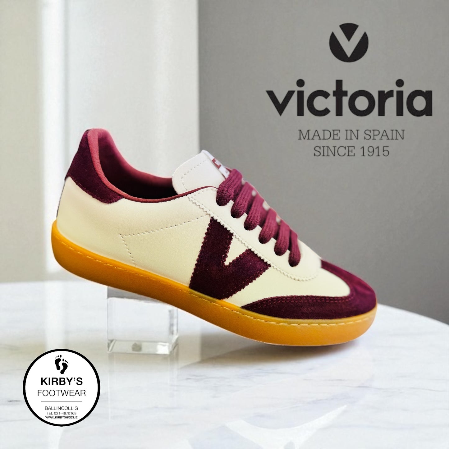Victoria trainer white burgundy leather - 1126207