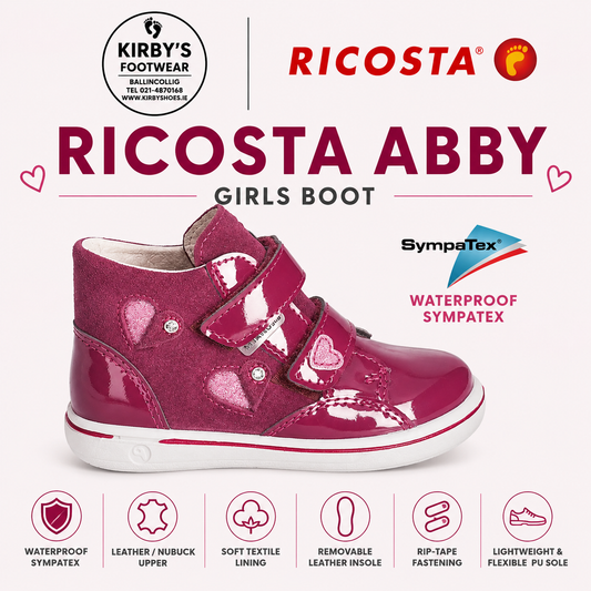 Ricosta Abby boot wine velcro waterproof - Kirbys Footwear Ltd