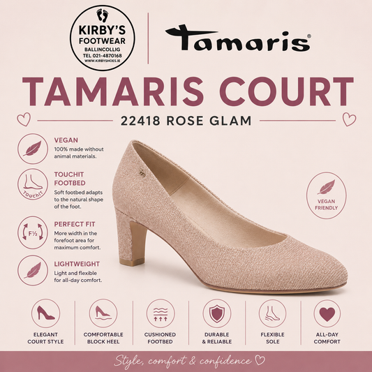 Tamaris court 22418 rose glam - Kirbys Footwear Ltd