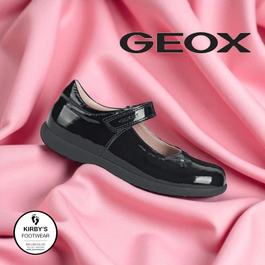 Geox Naimara black patent strap