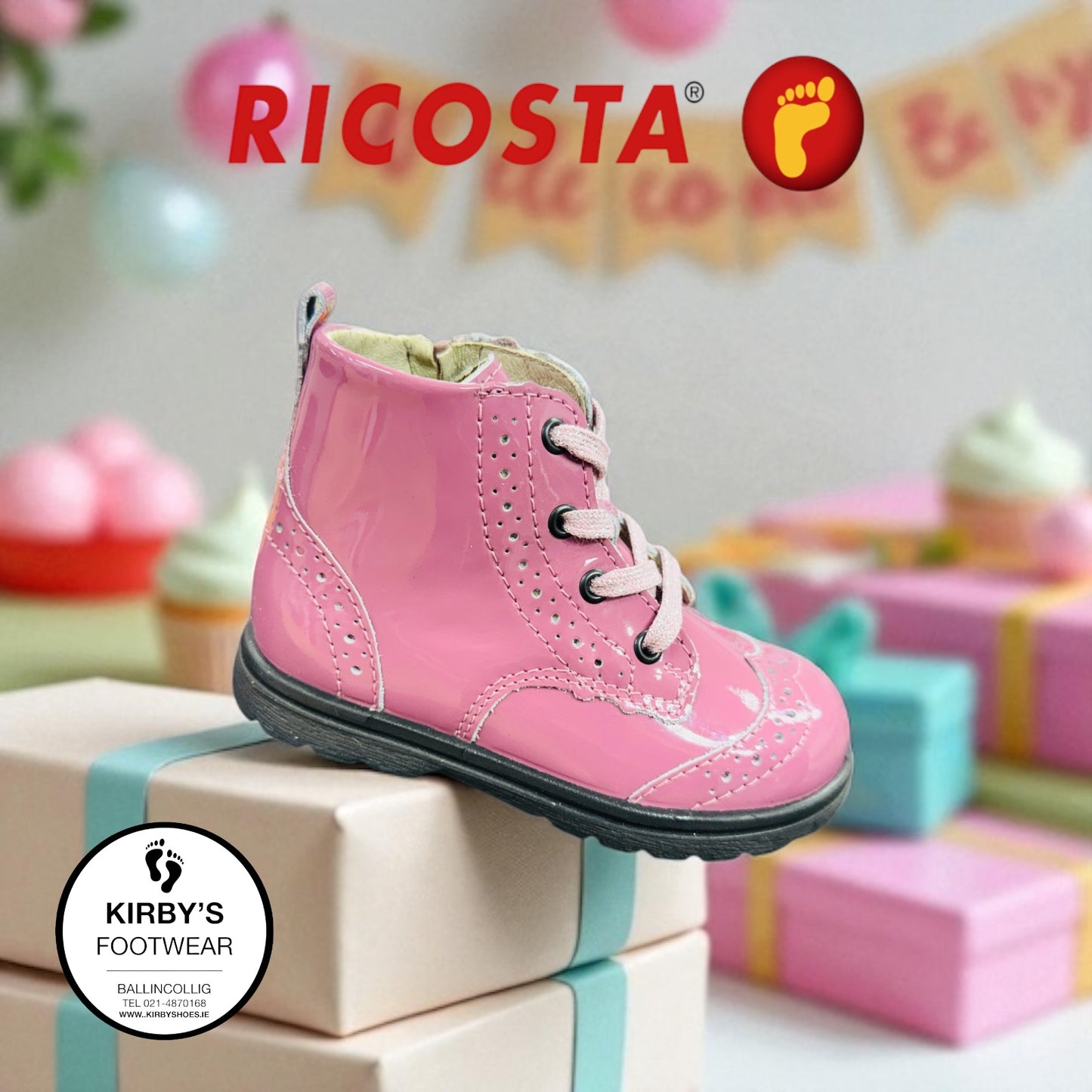 Ricosta Jemmy boot pink patent lace with zip