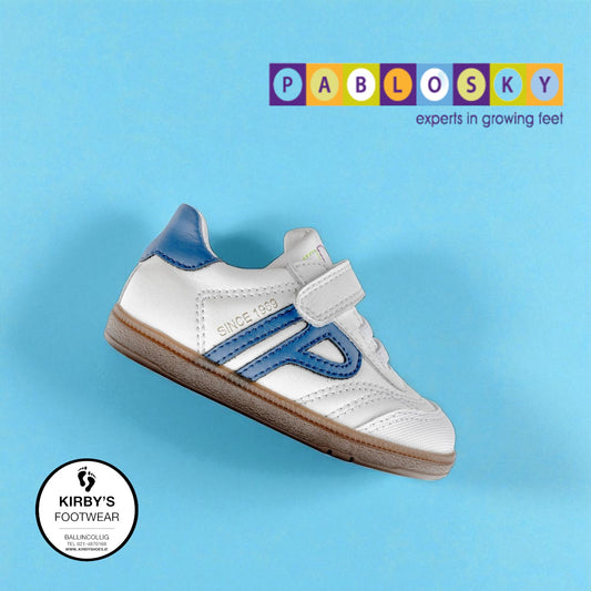 Pablosky velcro trainer white blue  - 062304