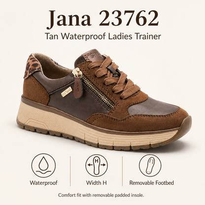 Jana 23762- tan waterproof trainer