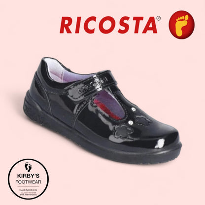 Ricosta Leona black patent t-bar - Kirbys Footwear Ltd