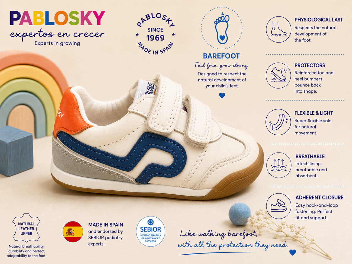 Pablosky White trainer 081204 barefoot - Kirbys Footwear Ltd