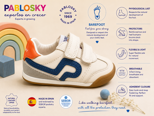 Pablosky White trainer 081204 barefoot - Kirbys Footwear Ltd